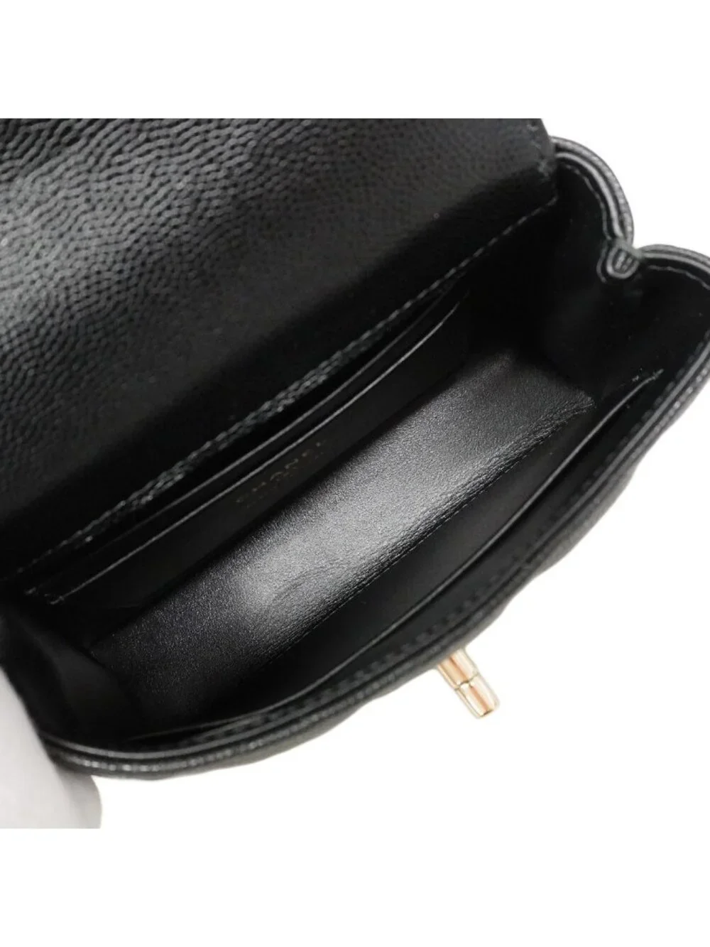 Chanel Handbag Coco Handle Caviar Leather Black Champagne Gold 2-Way Bag